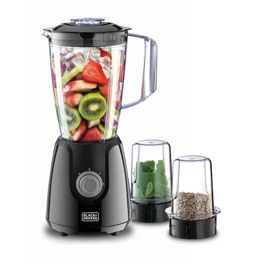 Black & Decker Blender with 2 Grinde, 400Watts, 1.5Lit, Black