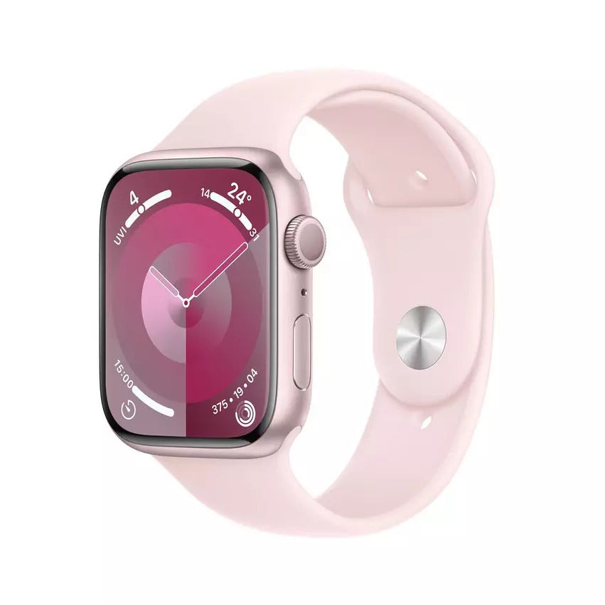 Apple Watch Series 9 GPS 45mm, Pink Aluminium Case with Light Pink Sport Band, Apple Replacement