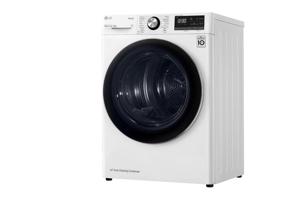 LG Heat Pump Condenser Dryer A+++, 9KG, Eco Hybrid, Drum Care, Drum LED, White