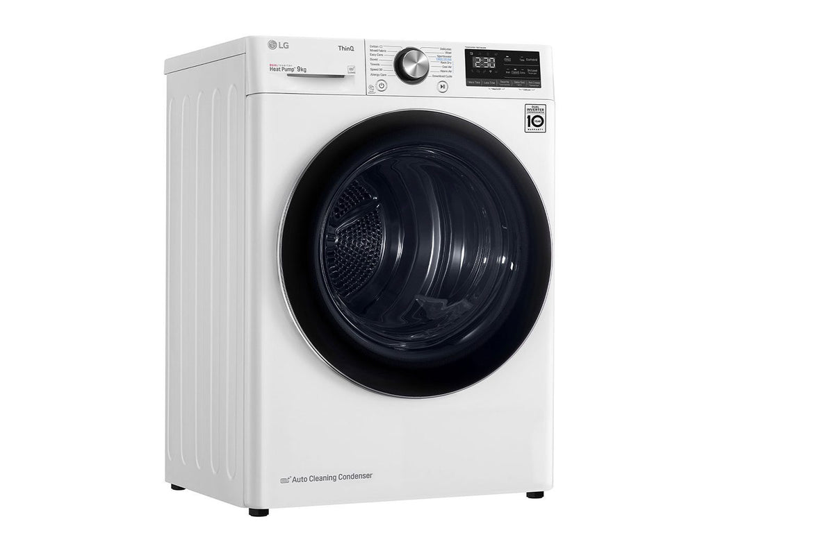 LG Heat Pump Condenser Dryer A+++, 9KG, Eco Hybrid, Drum Care, Drum LED, White
