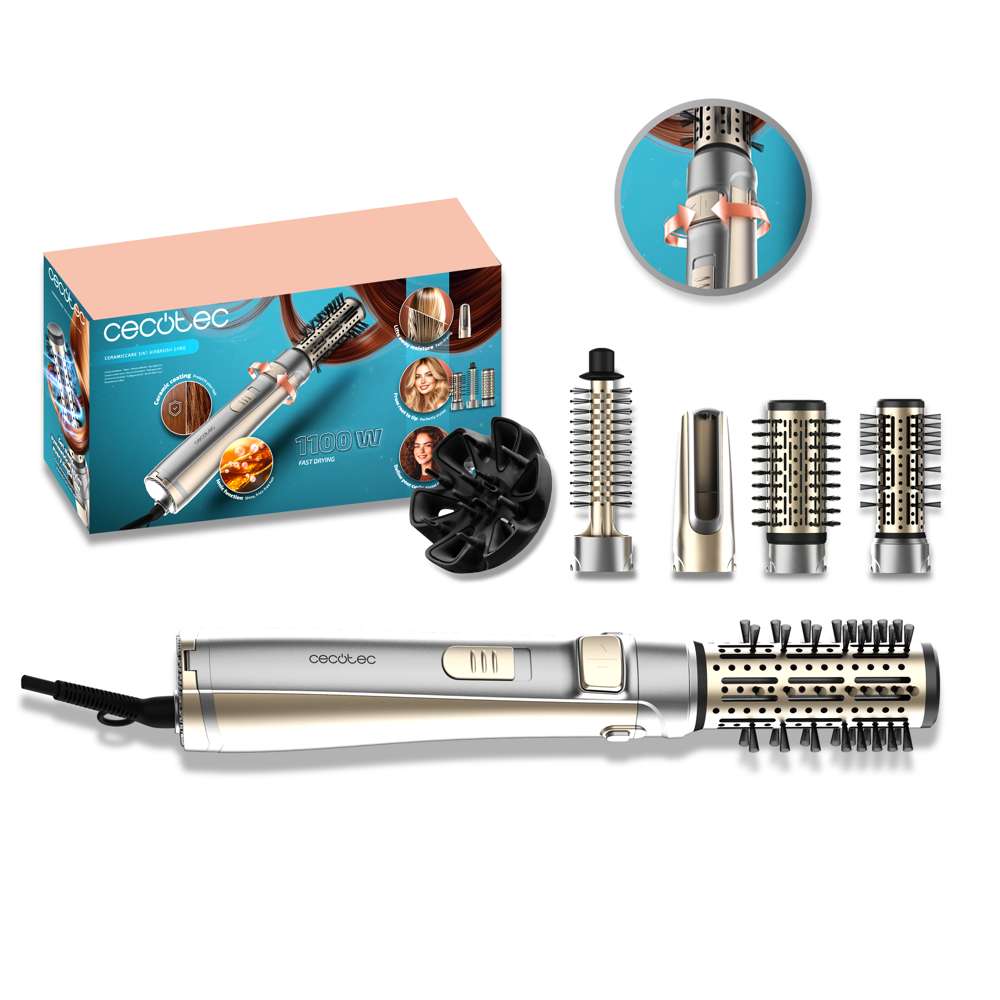 Cecotec Hot Air Brush, 5 in 1, Ceramic Coating, 5Attachments, 3Temperature, Silver