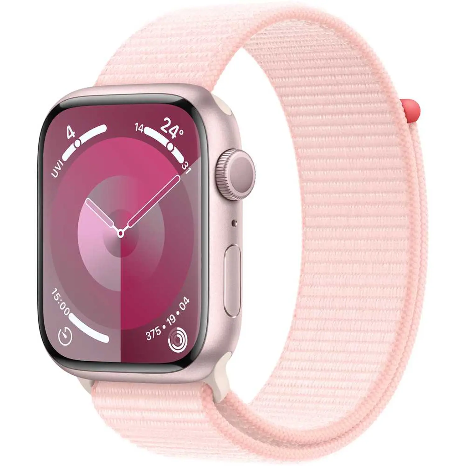 Apple Watch Series 9 GPS 45Mm, Pink Aluminium Case with Light Pink Sport Band, S / M