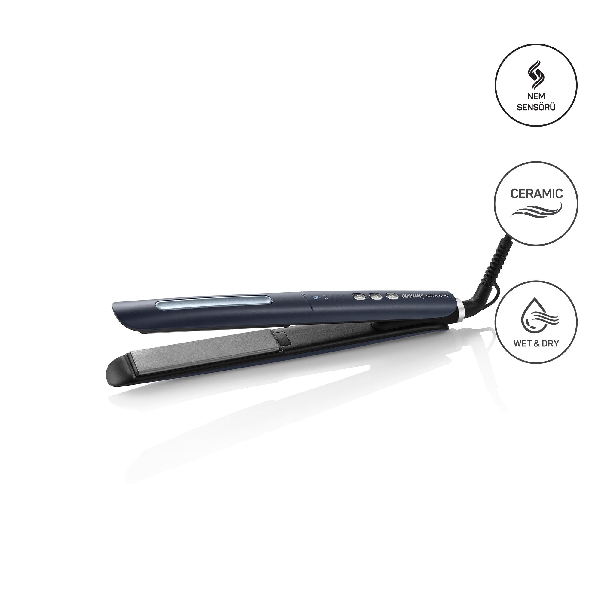 Arzum Revolution Protect Hair Straightener, 55Watts, Ceramic Bar, Platinum Grey
