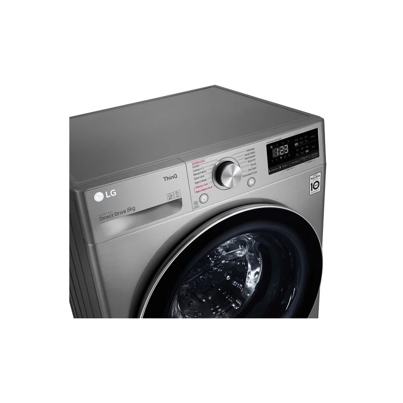 LG Front Load Washing Machine A+++, 8KG, 1400RPM, 13Programes, Spa Steam, Platinum Silver