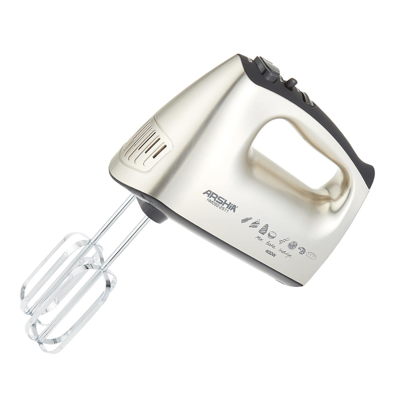 Arshia Hand Mixer Chopper, 5Speeds Turbo Function, 400Watts, Silver