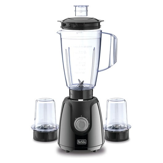 Black & Decker Blender with 2 Grinde, 400Watts, 1.5Lit, Black