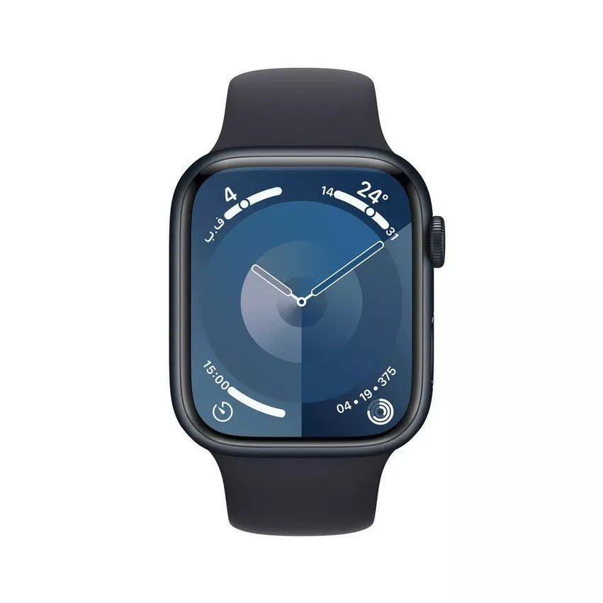 Apple Watch Series 9 GPS 45mm, Midnight Aluminium Case with Light Blue Sport Band, Apple Replacement