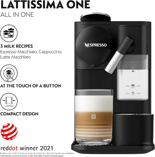 Nespresso Coffee Maker Machine - Lattissima One Black