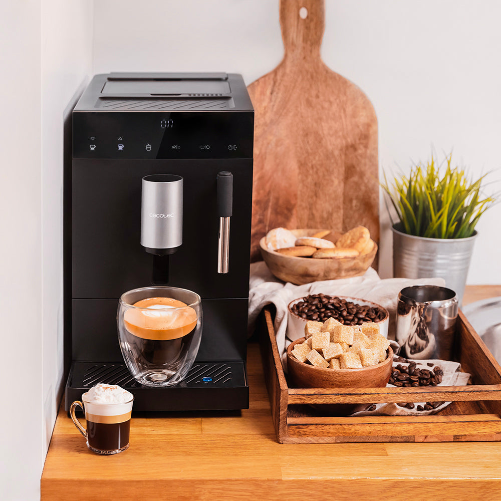 Cecotec Coffee Machine, 19Bar Pressure, Integrated Grinder with 5 levels, Milk Steamer, Touch Display