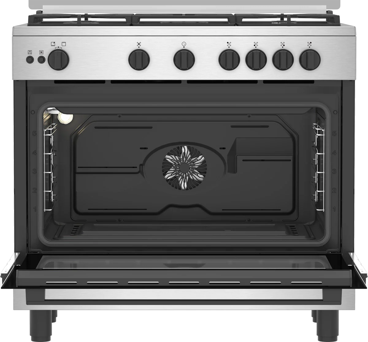 Beko Gas Cooker, 90Cm, 5Burners, Stainless Steel