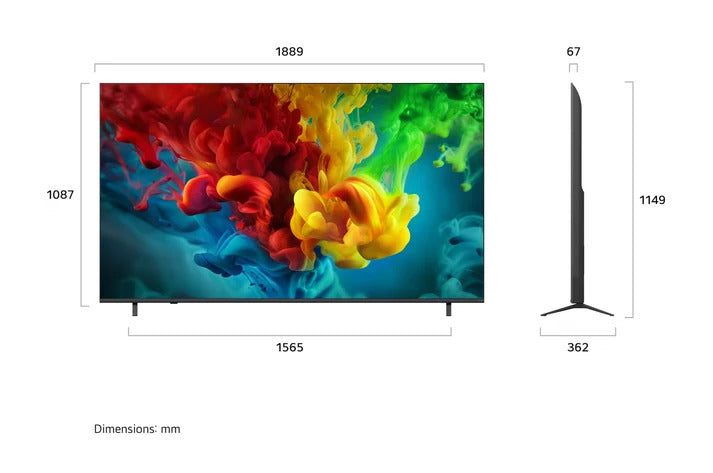LG QNED Evo Mini LED 85Inch, Smart & 4K, AI Assistant, HDR Support with Ai Picture enhancement, Magic Remote