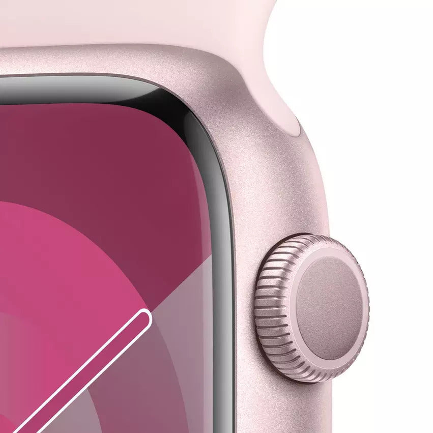 Apple Watch Series 9 GPS 45mm, Pink Aluminium Case with Light Pink Sport Band, Apple Replacement
