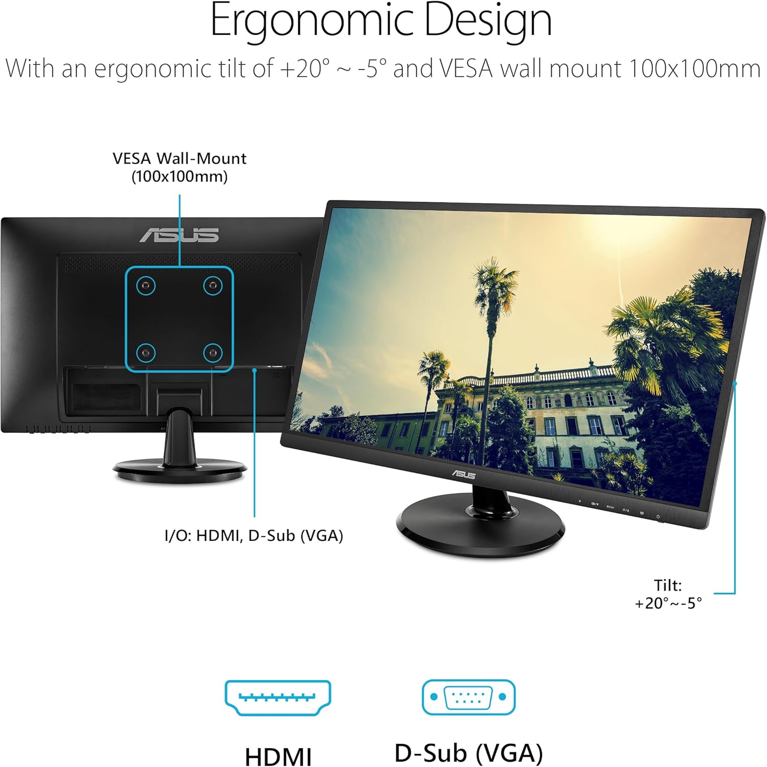 Asus Eye Care Monitor 23.8Inch, Full Hd Flicker Free Blue Light, Filter Anti-Glare