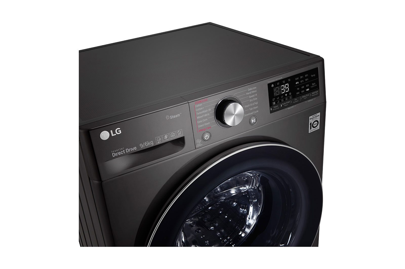 LG Front Load Wash & Dryer Machine A, 12KG Wash & 8KG Dryer, 1400RPM, Glass Door, Black Steel