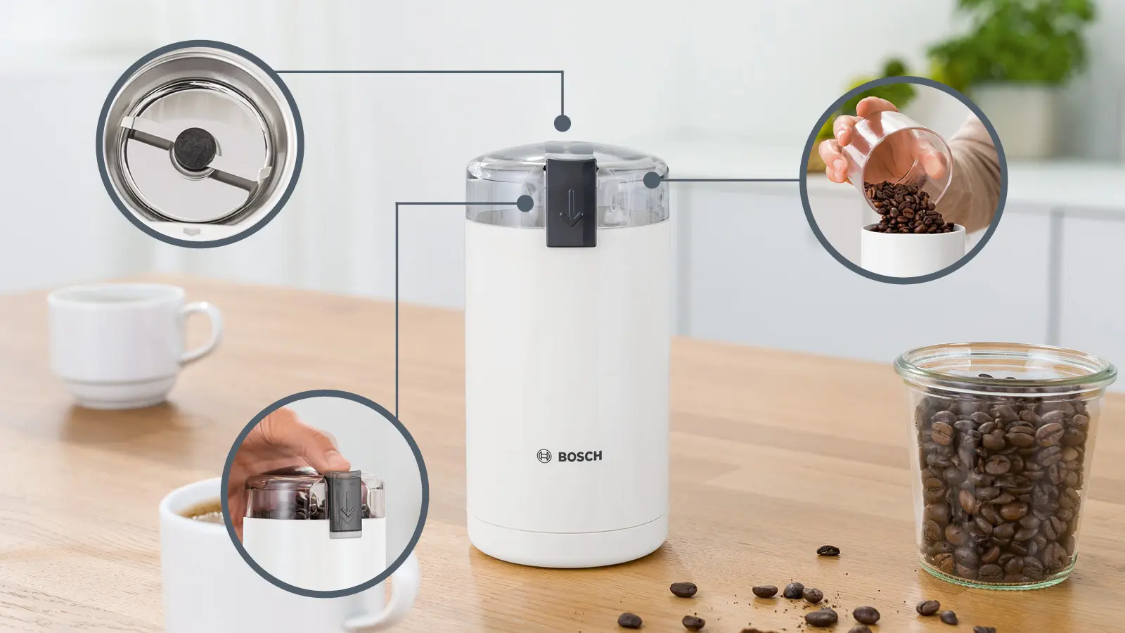 Bosch Coffee Grinder, 180Watts, White