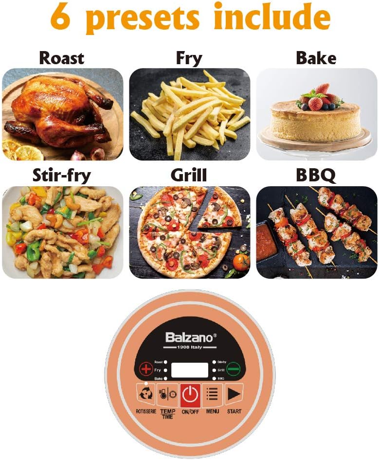 Balzano Air fryer, 10Lit, 1300Watts, Rose Gold / Black