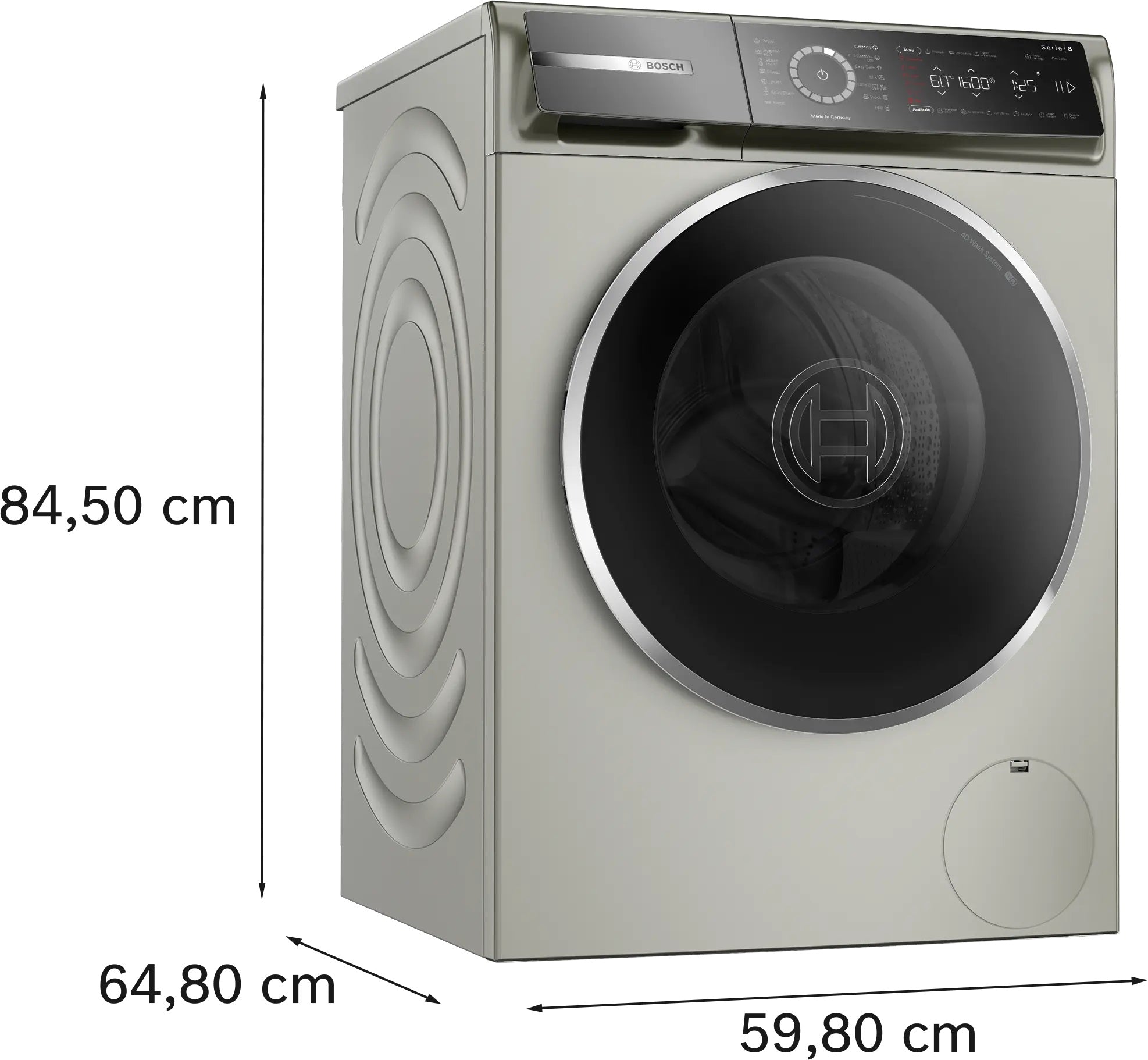 Bosch Front Load Washing Machine A+++, 10KG, 1600RPM, Silver