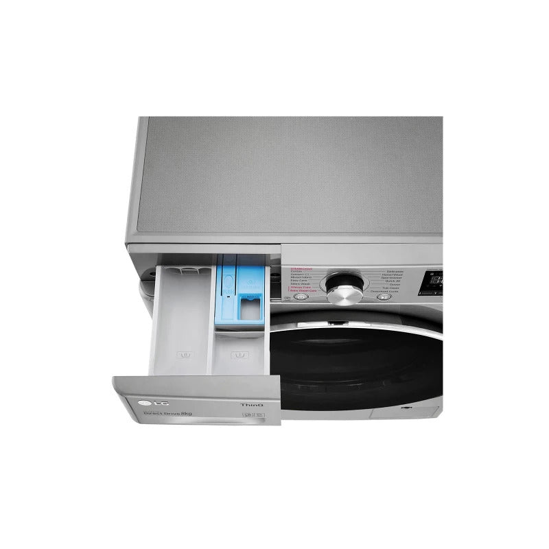 LG Front Load Washing Machine A+++, 8KG, 1400RPM, 13Programes, Spa Steam, Platinum Silver