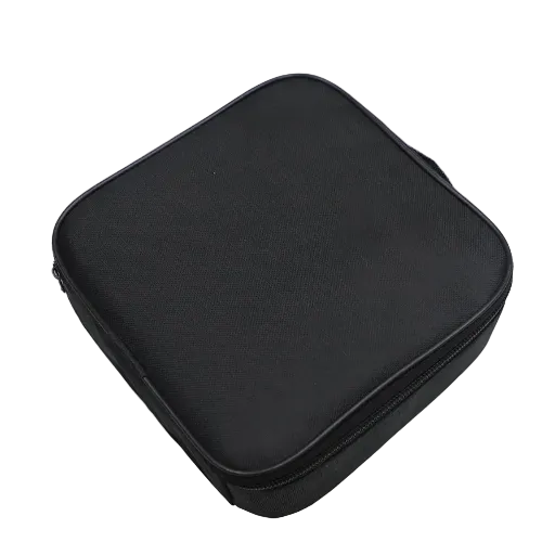 Black travel case on a white background