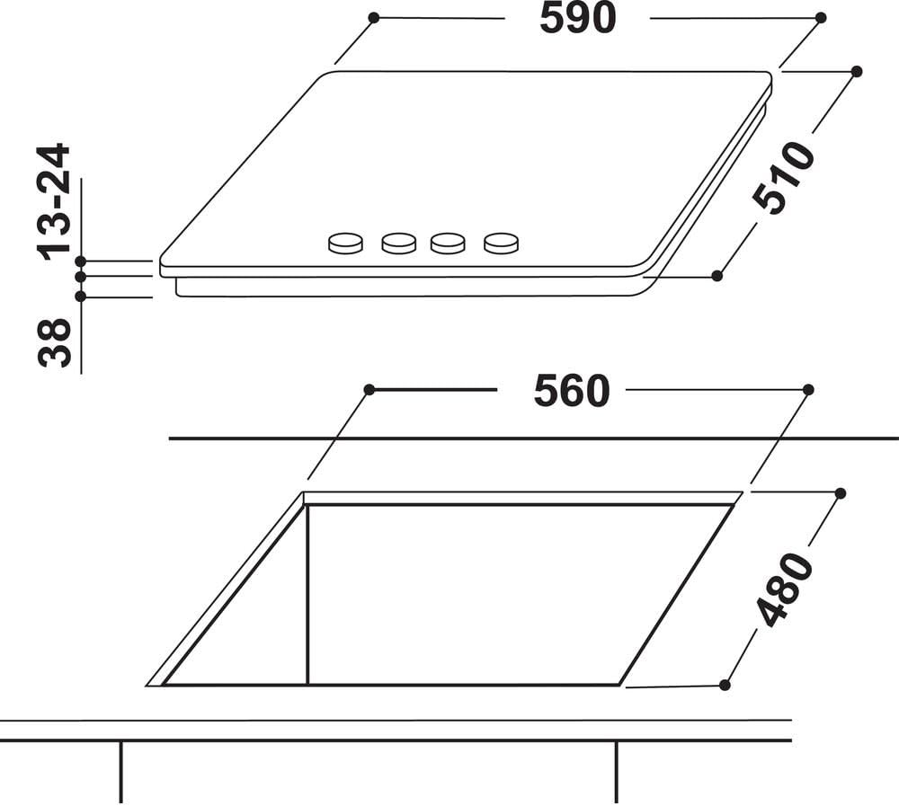 Indesit Built in Hob, 60Cm, Cast Iron, Full Safety, Stainless Steel