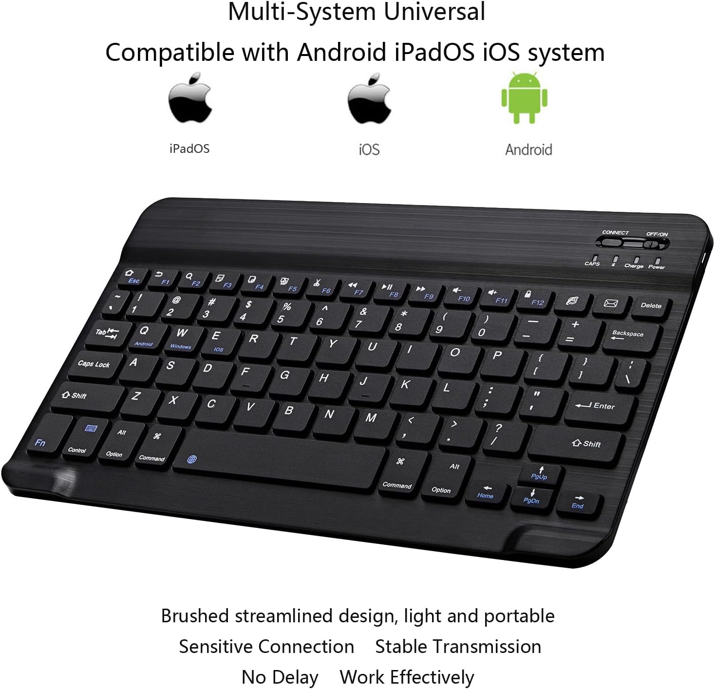 Gbt Ultra-Slim Bluetooth Keyboard, Portable Mini Wireless Keyboard, Rechargeable For Apple