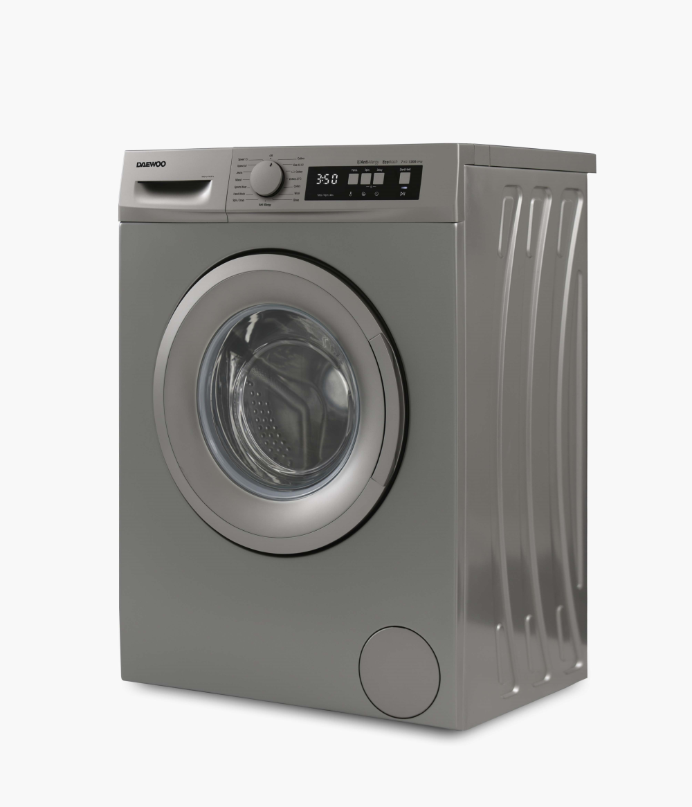 Daewoo Front Load Washing Machine A++,1400Rpm, 7KG, Inverter, Silver