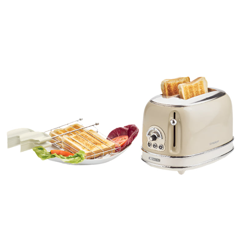 Ariete Toaster 2Slices, Toasting Levels Functions, Delete & Defrost &Heating, 810Watts, Beige