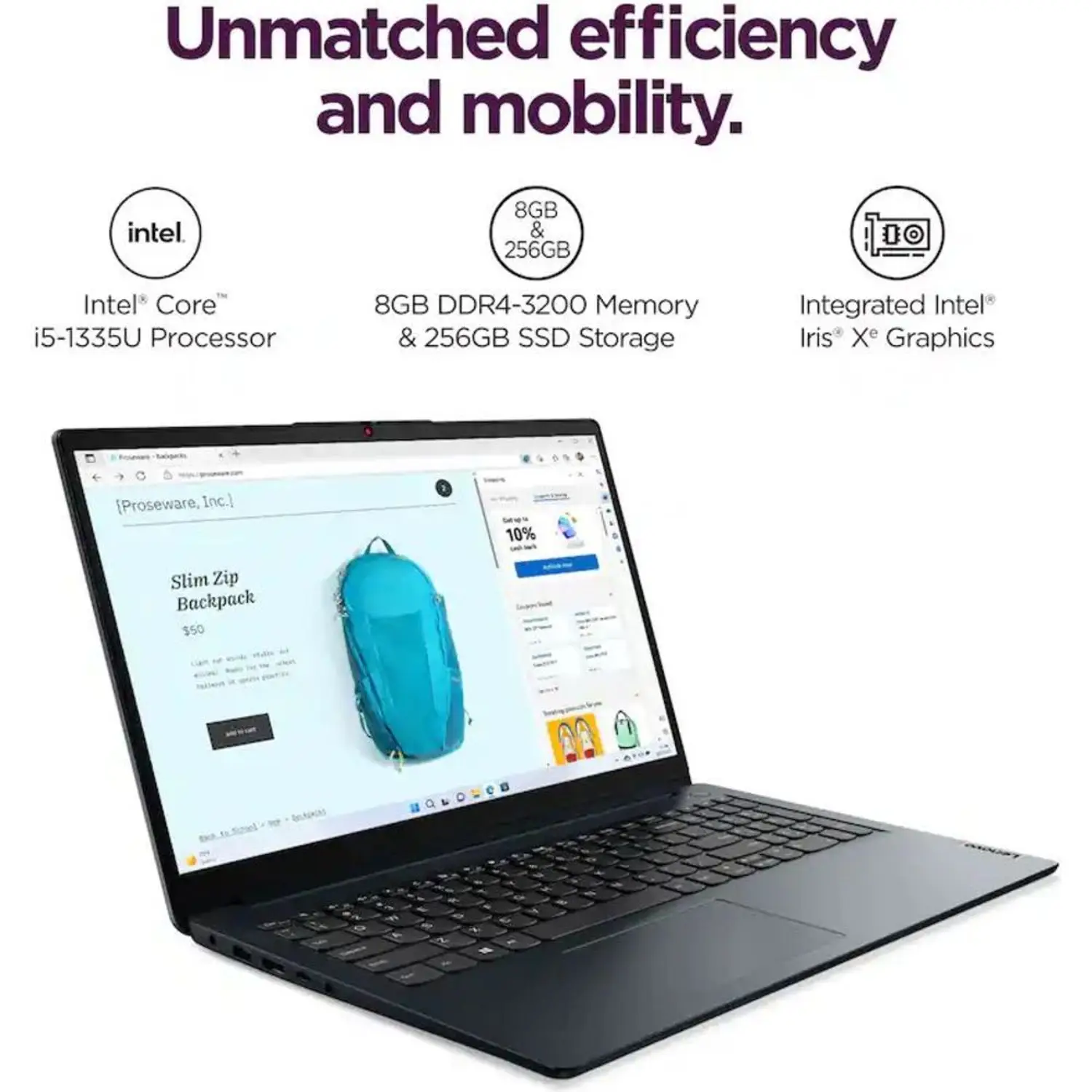 Lenovo Core i5-1335U, 8GB DDR4 & 256GB SSD, 15.6Inch FHD, Touch, Win11