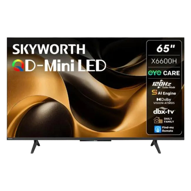 Skyworth Mini LED TV 65Inch QLED, Smart Google TV, 3HDMI & 2USB, Voice Control