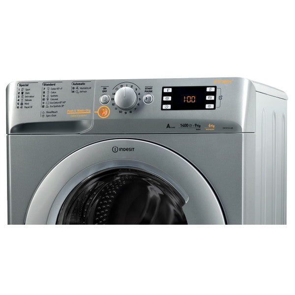 Indesit Washer 9KG & Dryer 6KG A+++, 1400Rpm, Silver