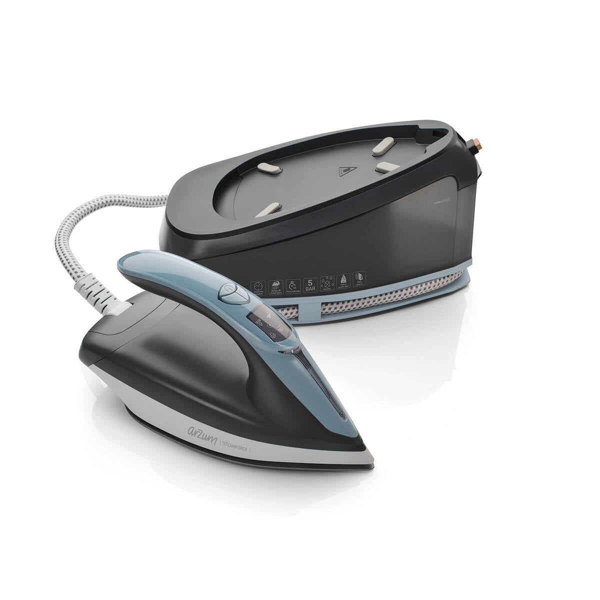 Arzum Steam force Steam Generator Iron, 5Bar Pressure, 1.5Lit, 2400Watts, Black