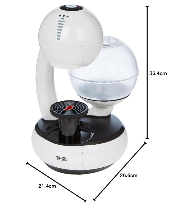 White and black device with measurement dimensions on a white background