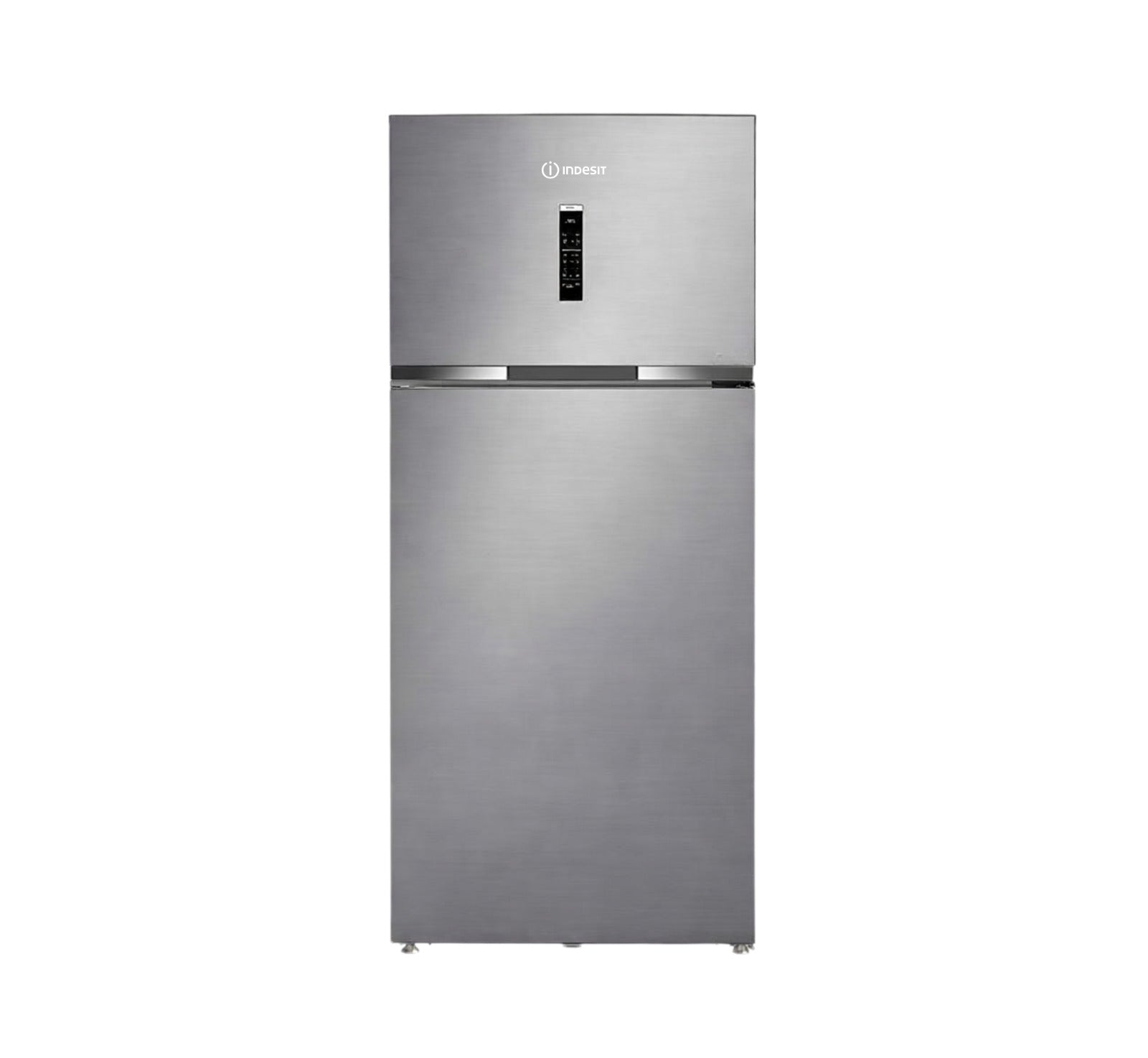 Stainless steel refrigerator on a white background