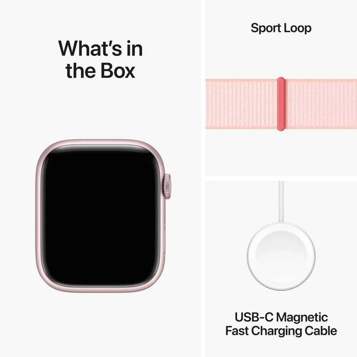 Apple Watch Series 9 GPS 45Mm, Pink Aluminium Case with Light Pink Sport Loop S/M
