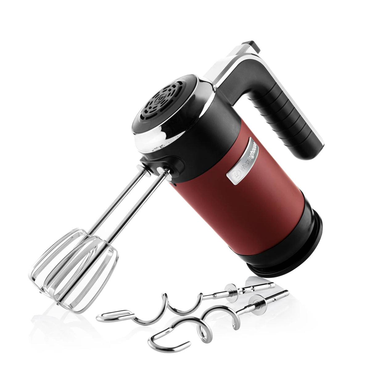 Westinghouse Retro Hand Mixer, LCD Display, 4Pieces, 300Watts, Red