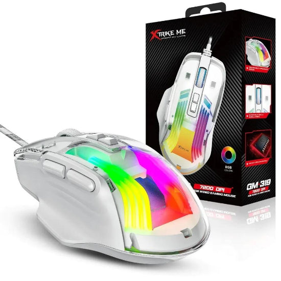 SHT Wired Gaming Mouse, 7200DPI, White