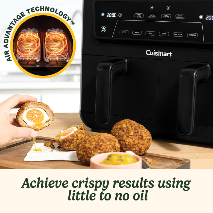 Cuisinart XXL Air Fryers, Compartments Dual Drawers, 10.4Lit, 2400Watts, Black