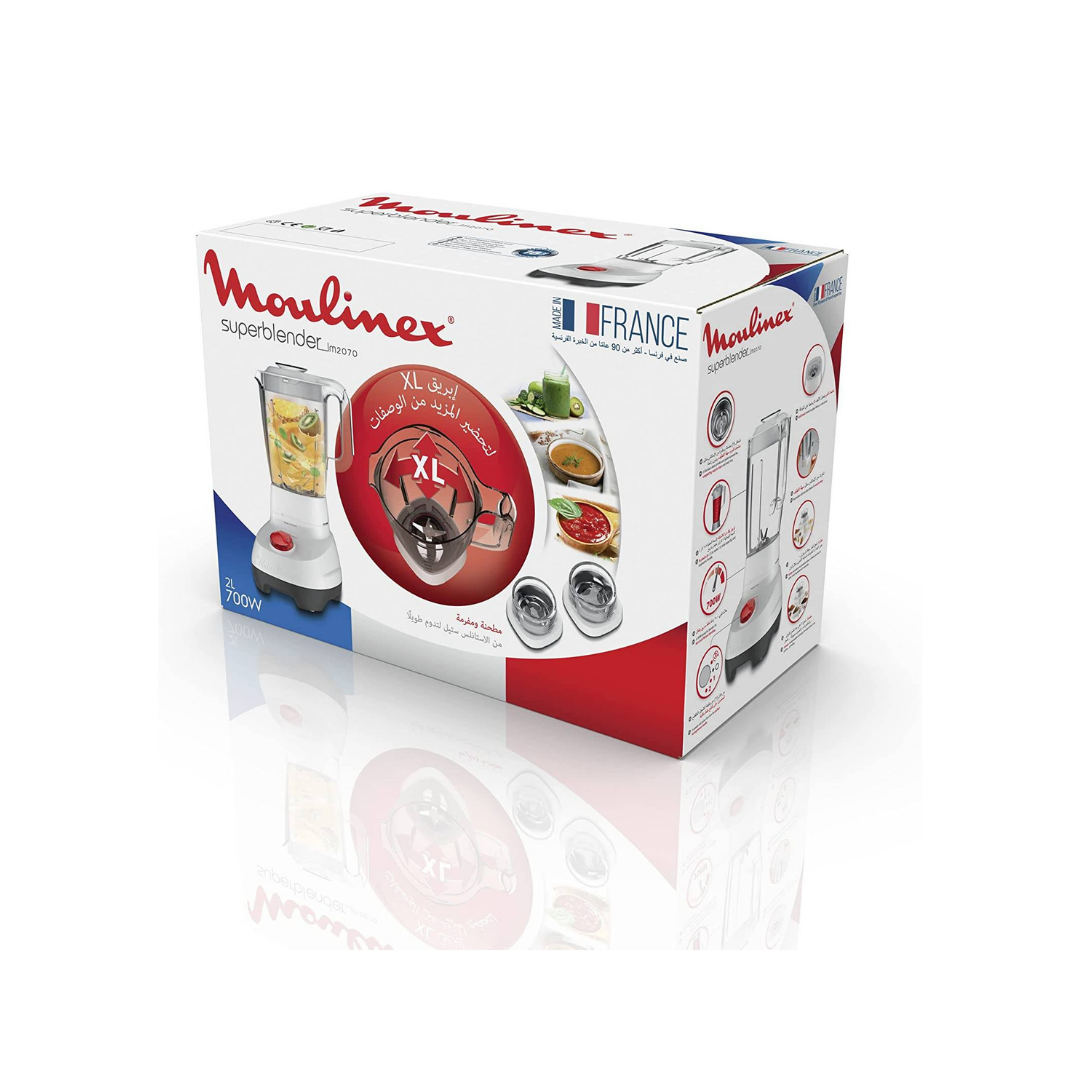 خلاط Moulinex Genuine مع مطحنة مزدوجة، بسعة 1.7 لتر، بقوة 7000 واط، باللون الأبيض