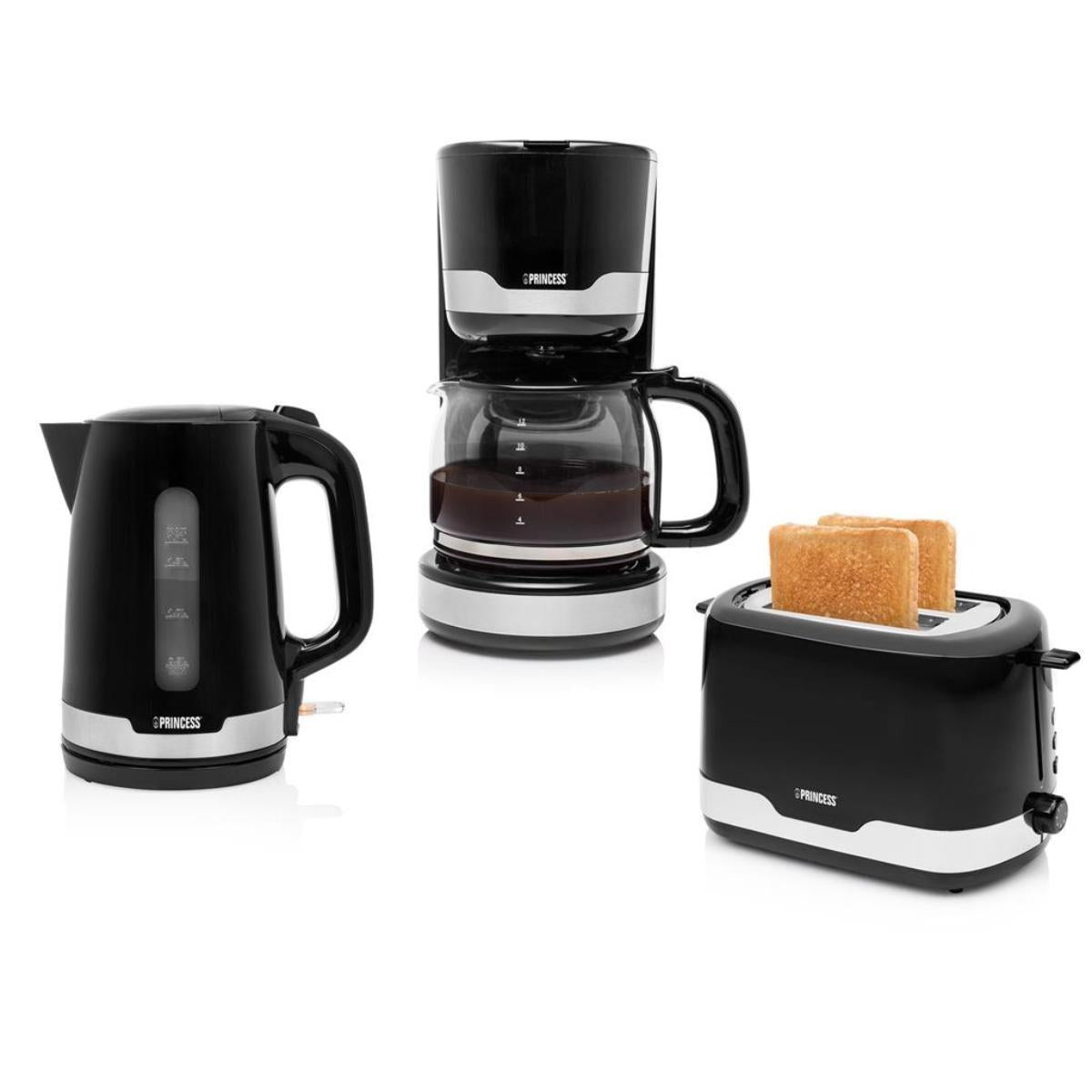 01.254101.09.001/Breakfast set toaster in black with a stainless steel finish jug kettle stainless TURKISH / 1.7 L / BLACK