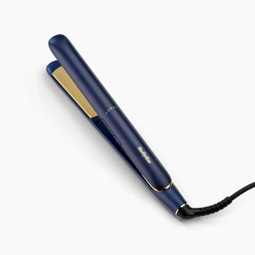 جهاز فرد الشعر BaByliss بألواح تيتانيوم وسيراميك، يصل إلى 235 درجة مئوية، باللون الأزرق