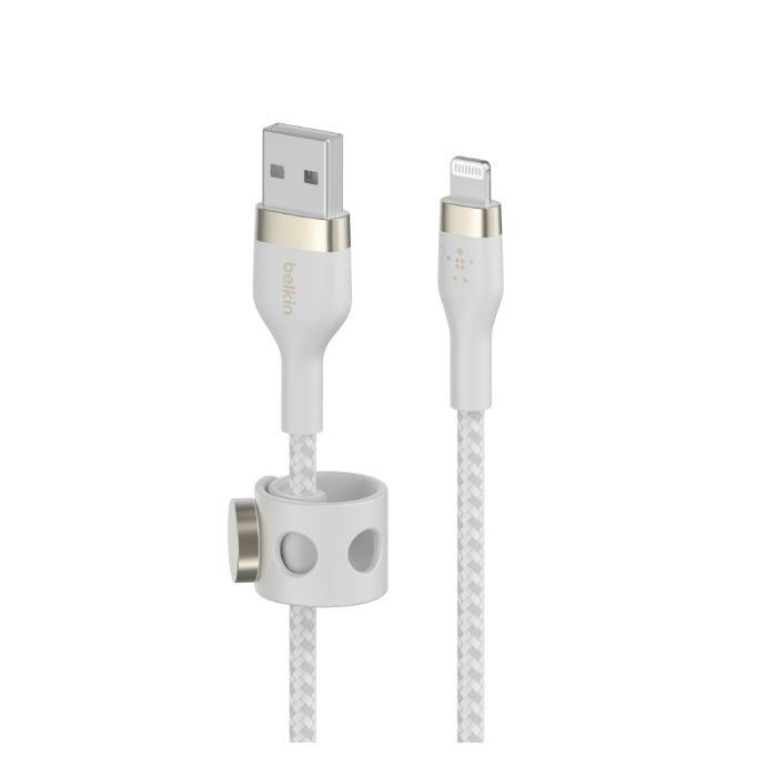 Belkin Boost Charge PRO Flex USB-A Braided Silicone Cable with Lightning Connector, 3Mm, White