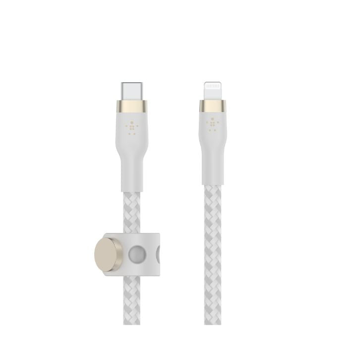 Belkin Boost Charge PRO Flex USB-C Braided Silicone Cable with Lightning Connector, 1Mm, White