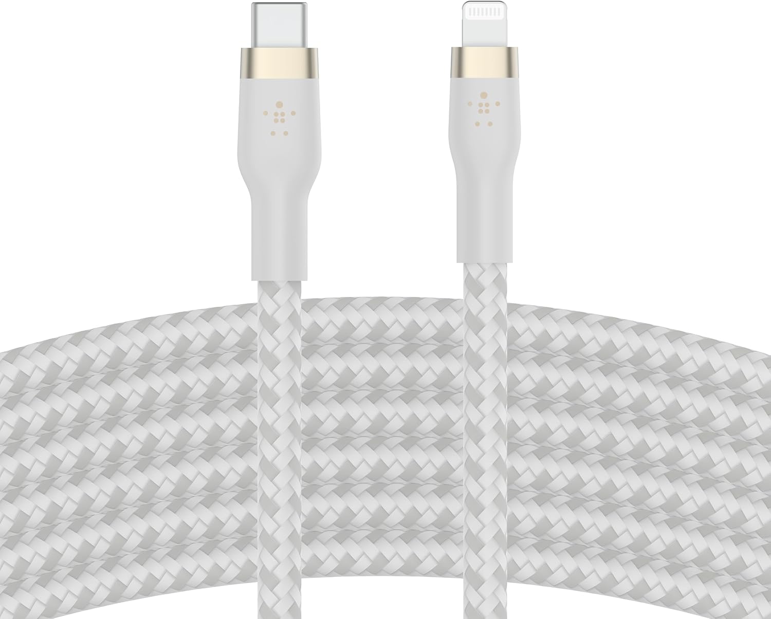 Belkin Boost Charge PRO Flex USB-C Braided Silicone Cable with Lightning Connector, 3Mm, White