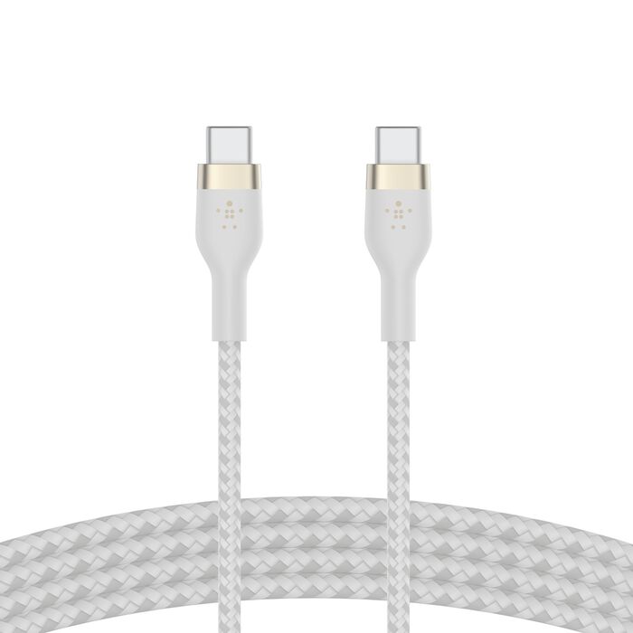 Belkin Boost Charge PRO Flex USB-C to USB-C Braided Silicone Cable, 2Mm, White
