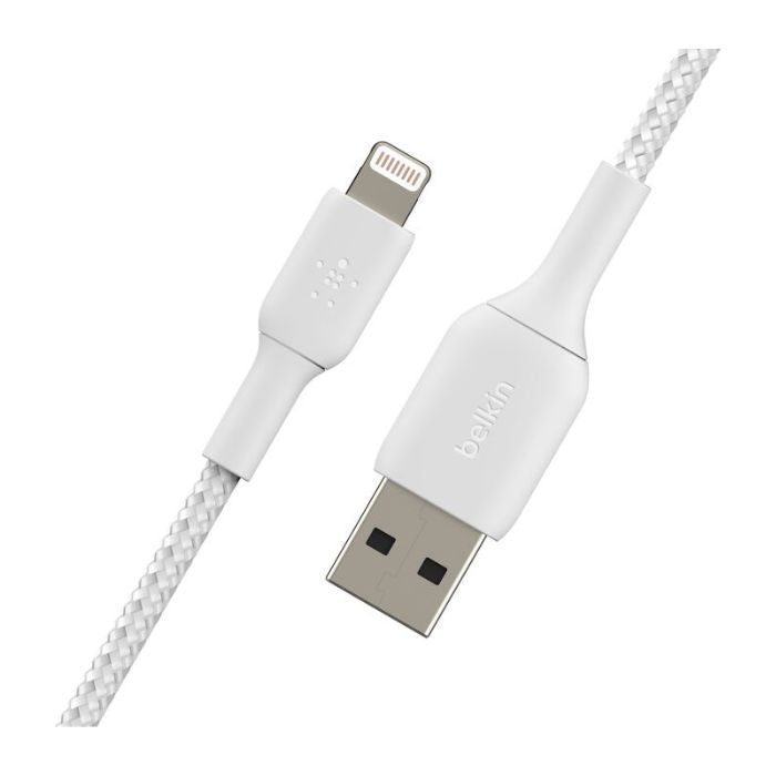 Belkin Boost Charge USB-A Braided Cable with Lightning Connector, 1Mm, White