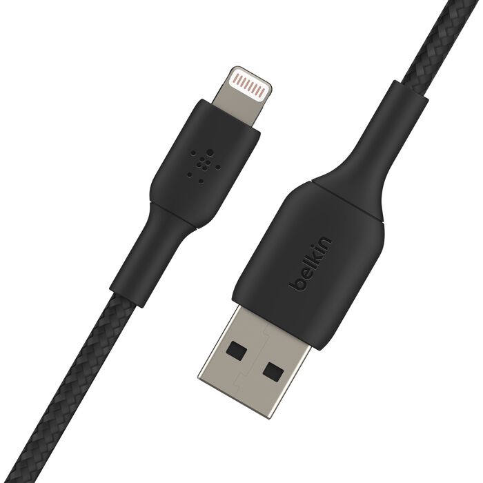 Belkin Boost Charge USB-A Braided Cable with Lightning Connector, 2Mm, Black