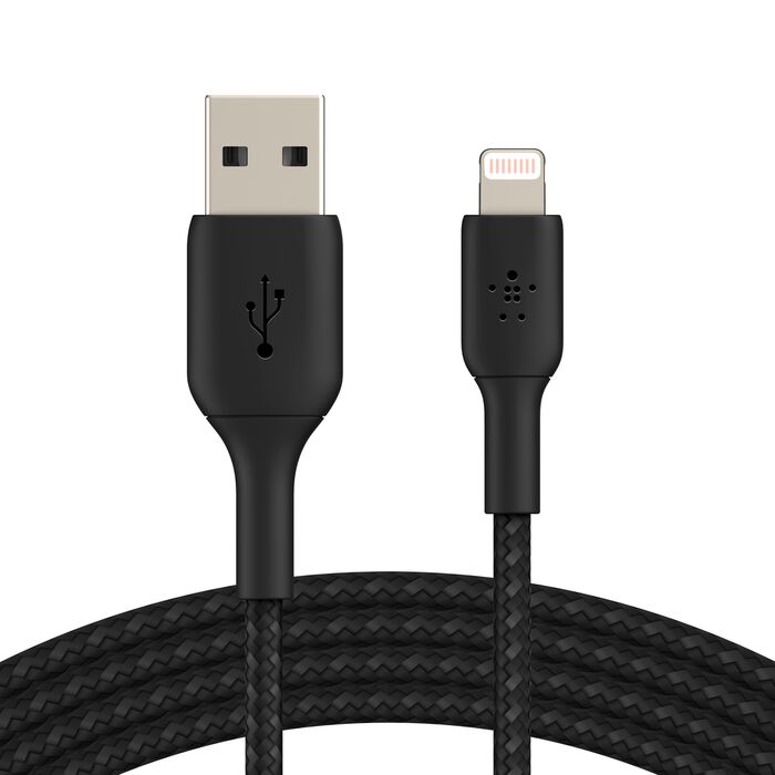 Belkin Boost Charge USB-A Braided Cable with Lightning Connector, 3Mm, Black