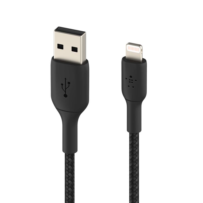 Belkin Boost Charge USB-A Braided Cable with Lightning Connector, 3Mm, Black