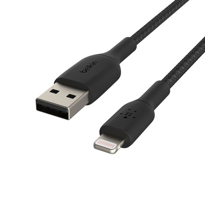 Belkin Boost Charge USB-A Braided Cable with Lightning Connector, 3Mm, Black