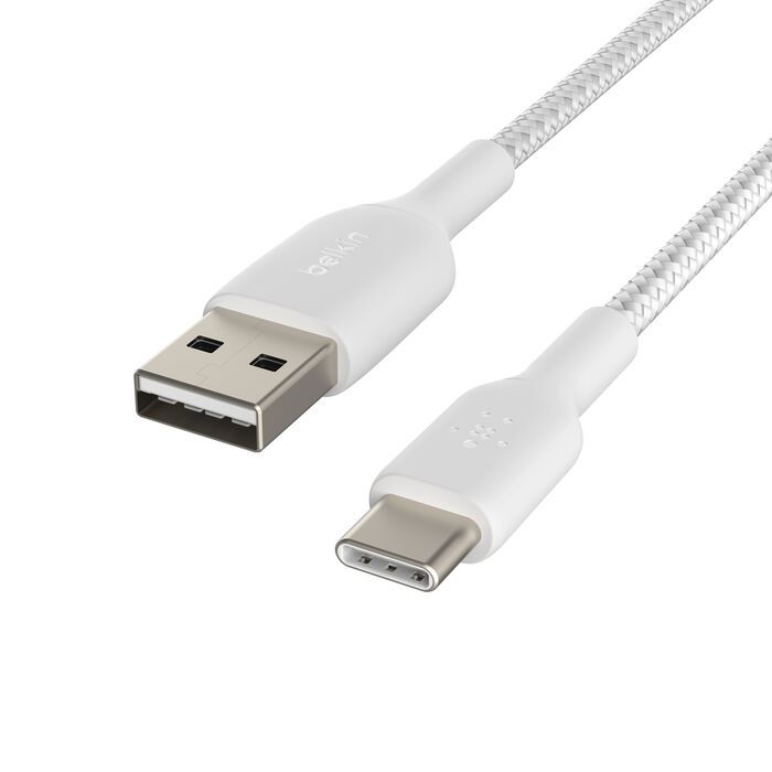 Belkin Boost Charge USB-A to USB-C Braided Cable, 2Mm, White